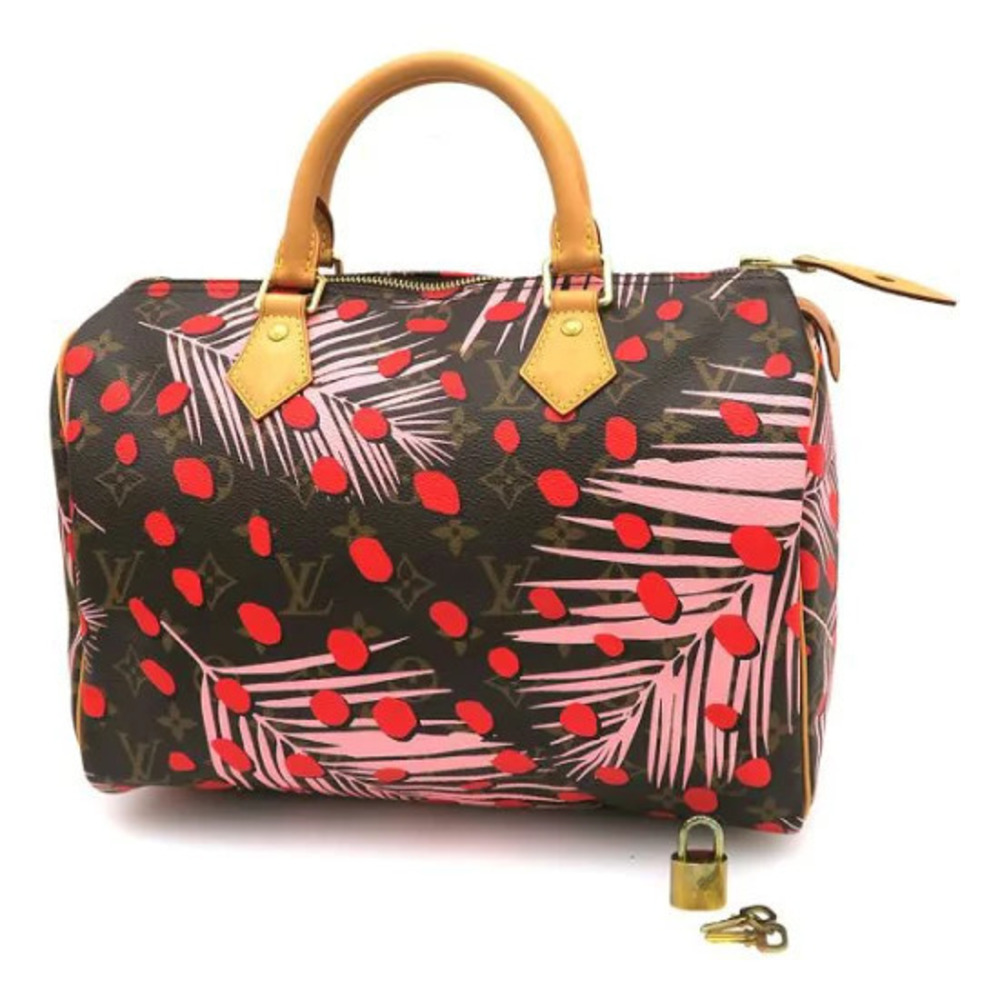 Louis Vuitton Monogram Speedy Jungle Dot Canvas Leather Brown